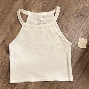 Free People White High Neck Tank Top